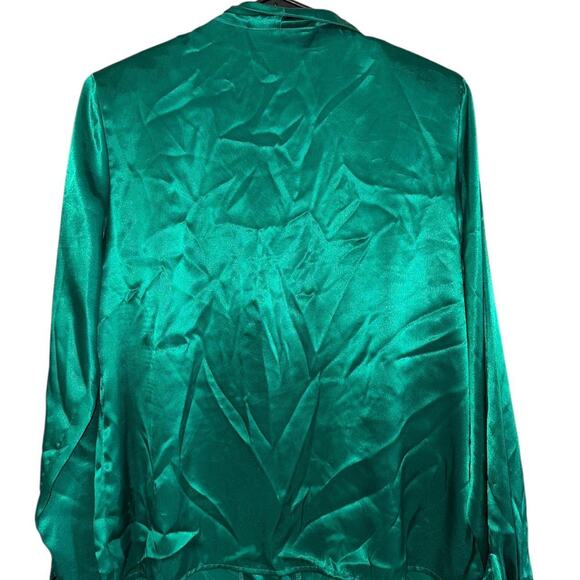 Vintage  Michelle Stuart Green silk blouse with satin - Picture 2 of 8